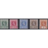 STAMPS CAYMAN ISLANDS 1902 mounted mint set of 5 to 1/- SG 3-7