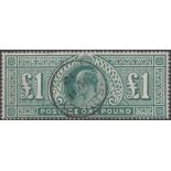 STAMPS GREAT BRITAIN : 1911 £1 Deep Green (Somerset House) ,