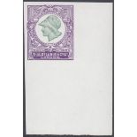 STAMPS GREAT BRITAIN : 1911 DLR Minerva Dummy Trial Stamp in Green/Purple,