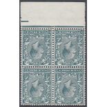 STAMPS GREAT BRITAIN : 1912 4d Grey Green unmounted mint block of four with INVERTED watermark.