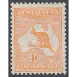 STAMPS AUSTRALIA 1913 4d Orange,