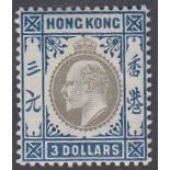 STAMPS HONG KONG 1903 $3 Slate and Dull-Blue,