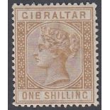 STAMPS GIBRALTAR 1886 1/- Bistre,