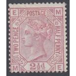 STAMPS GREAT BRITAIN : 1879 2 1/2d Rosy Mauve plate 15 lettered ME,