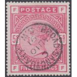 STAMPS GREAT BRITAIN : 1883 5/- Rose lettered FF,
