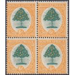 STAMPS SOUTH AFRICA 1930-44 6d green & orange in block, SG 47w, wmk upright.