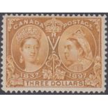 STAMPS CANADA 1897 Jubilee $3 Bistre,