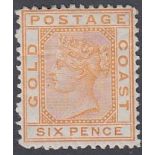 STAMPS GOLD COAST 1875 6d Orange.