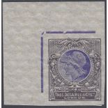 STAMPS GREAT BRITAIN : 1911 DLR Minerva Dummy Trial Stamp in Grey/Blue, unmounted corner marginal,