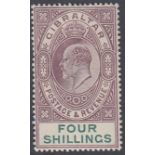 STAMPS GIBRALTAR 1903 4/- Dull Purple and Green,