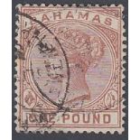 STAMPS BAHAMAS 1884 £1 Venetian Red,