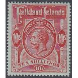 STAMPS FALKLANDS 1914 10/- Red/Green,