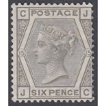 STAMPS GREAT BRITAIN : 1876 6d Grey plate 15 lettered JC,