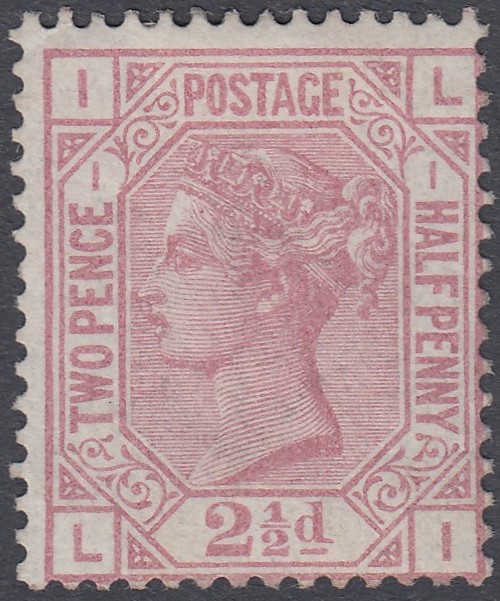 STAMPS GREAT BRITAIN : 1875 2 1/2d Rosy Mauve plate 1 lettered LI,