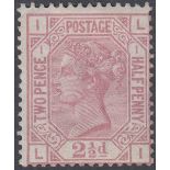 STAMPS GREAT BRITAIN : 1875 2 1/2d Rosy Mauve plate 1 lettered LI,