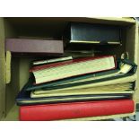 STAMPS : WORLD, box with various albums, stockbooks and stockcards.