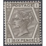STAMPS GREAT BRITAIN : 1878 6d Grey plate 16 (IG), lightly mounted mint ,