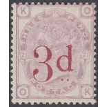 STAMPS GREAT BRITAIN : 1883 3d on 3d Lilac (OK),