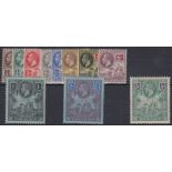 STAMPS BARBADOS 1912 mounted mint set of 11 to 3/- SG 170-180
