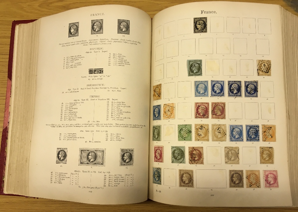 STAMPS : FOREIGN, a good condition, red leather bound Imperial printed album for foreign countries. - Image 6 of 9