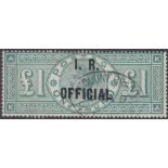 STAMPS GREAT BRITAIN : 1892 £1 Green Over printed IR OFFICIAL, lettered KA,