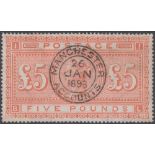 STAMPS GREAT BRITAIN : 1882 £5 Orange lettered BL with central Manchester double ring CDS dated
