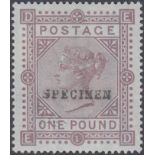 STAMPS GREAT BRITAIN : 1883 £1 Brown Lilac on Blued Paper,