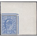 STAMPS GREAT BRITAIN : 1911 2 1/2d Bright Blue (Harrison), superb upper corner marginal,