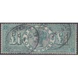 STAMPS GREAT BRITAIN : 1891 £1 Green lettered DC, very fine used, deep colour,