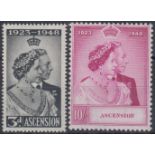 STAMPS ASCENSION 1948 Silver Wedding pair, very lightly M/M, SG 50-51.