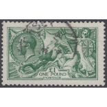 STAMPS GREAT BRITAIN : 1913 £1 Green Seahorse,