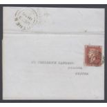 STAMPS GREAT BRITAIN POSTAL HISTORY : 1856 Penny Star on printed letter sheet Exeter and Exmouth