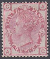 STAMPS GREAT BRITAIN : 1873-80 3d Rose, Plate 17, fine mounted mint,