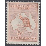 STAMPS AUSTRALIA 1913 5d Chestnut,