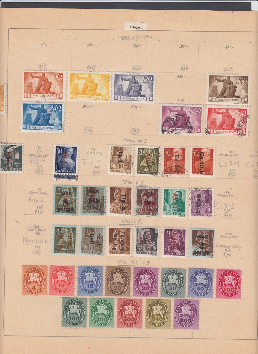 STAMPS HUNGARY Collection on album pages