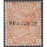 STAMPS GREAT BRITAIN : 1876 8d Orange pl