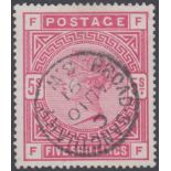 STAMPS GREAT BRITAIN : 1883 5/- Rose let