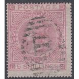 STAMPS GREAT BRITAIN : 1874 5/- Pale Ros