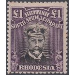 STAMPS RHODESIA 1913 £1 Black and Deep P