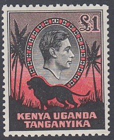 STAMPS KENYA 1938 £1 Black and Red perf