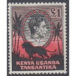 STAMPS KENYA 1938 £1 Black and Red perf