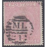 STAMPS GREAT BRITAIN : 1874 5/- Rose, Pl