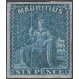 STAMPS MAURITIUS 1859 6d Blue, lightly m