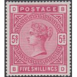 STAMPS GREAT BRITAIN : 1883 5/- Crimson