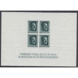 STAMPS GERMANY : 1937 Hitler's Culture Fund, imperf U/M miniature sheet, SG MS636.