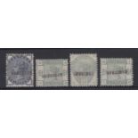 STAMPS GREAT BRITAIN : 1883 Lilac and Green 1/2d, 6d (2), 5d mint examples overprinted SPECIMEN,