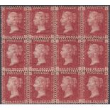 GREAT BRITAIN STAMPS : 1864 1d Red Plate 208, superb UNMOUNTED MINT block of twelve,