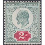 GREAT BRITAIN STAMPS : 1907 2d Blue Green and Carmine, superb unmounted mint example ,