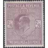GREAT BRITAIN STAMPS : 1902 2/6d lilac, fine M/M but with a light vertical crease,