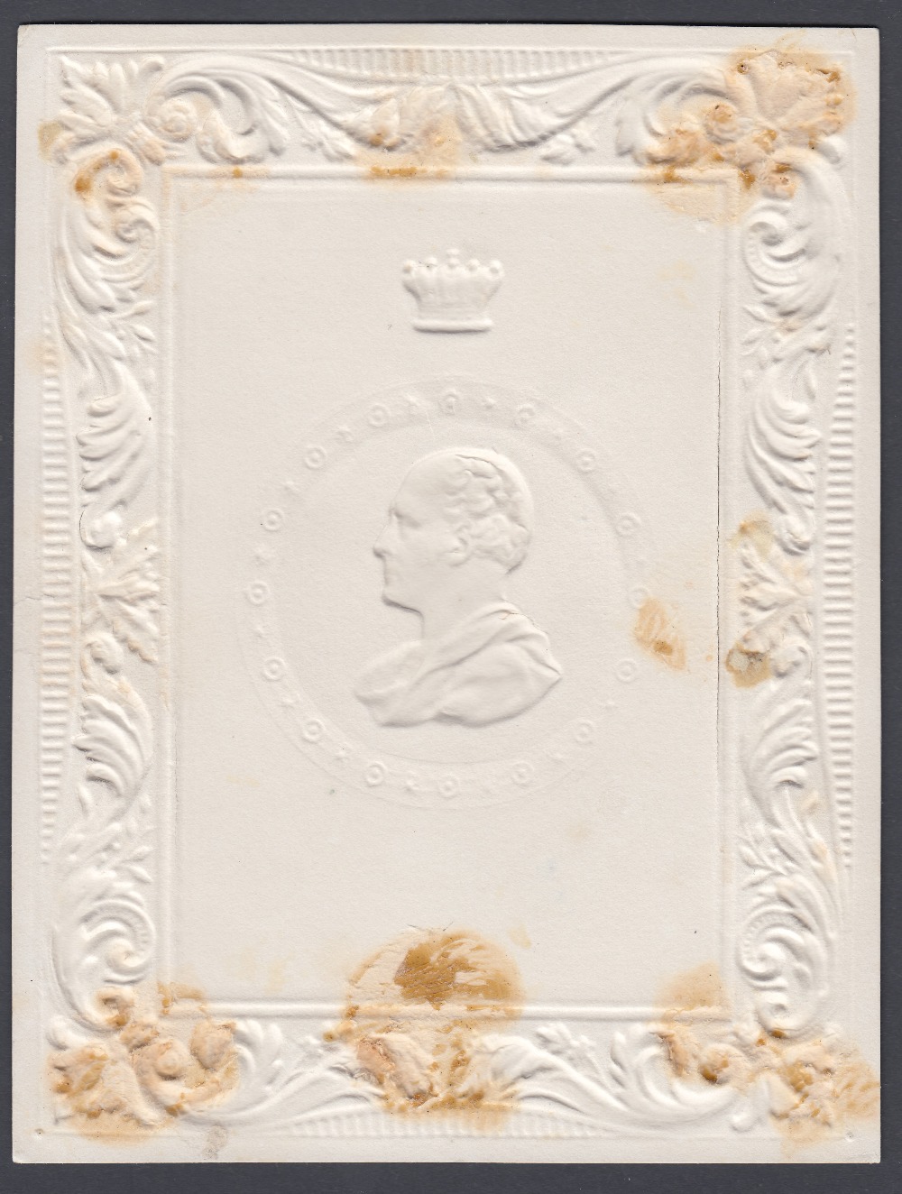 STAMPS : 1830's Front page from Royal Cameo Scrap Book of Embossed Heads, portrait of Lord Grey, - Image 2 of 2